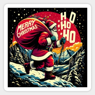 Santa hiking Magnet